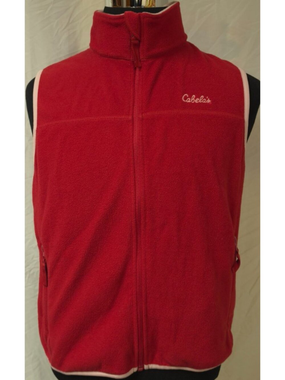 Cabela's Womens Medium Red Pink Full Zip Stretch Zip Pockets Stretch Vest